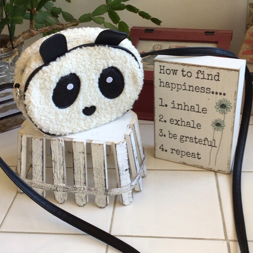 Cute Faux Fur Panda Crossbody
